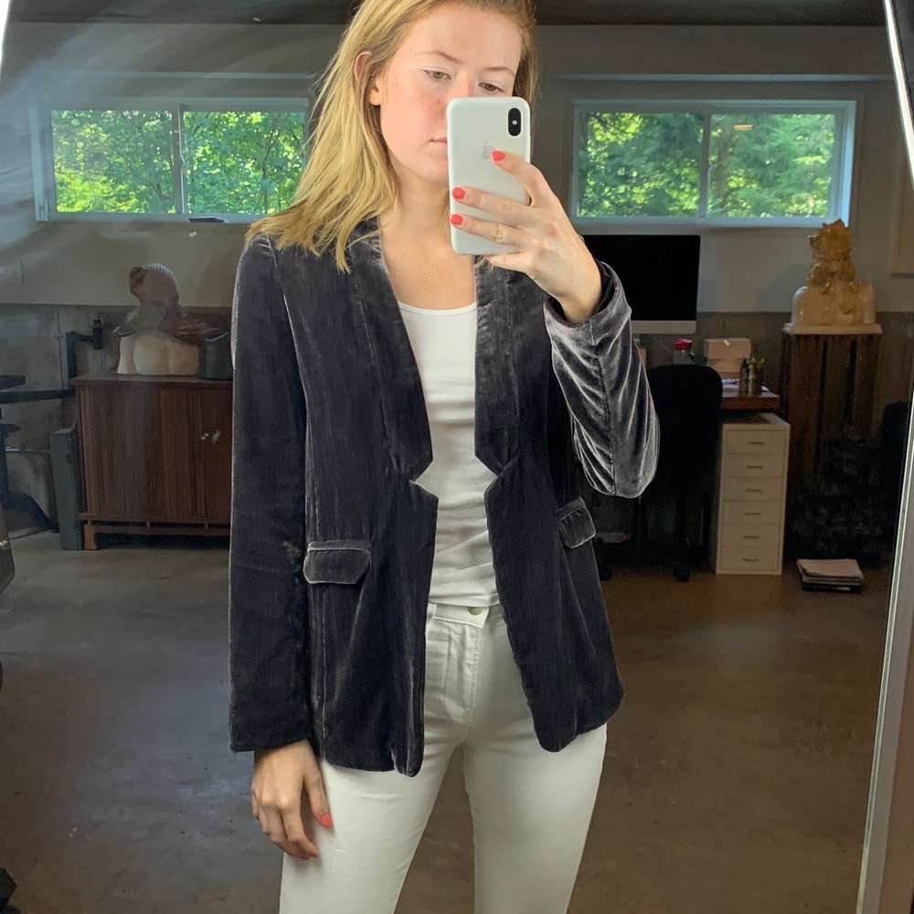 Topshop Crushed Velvet Grey blazer